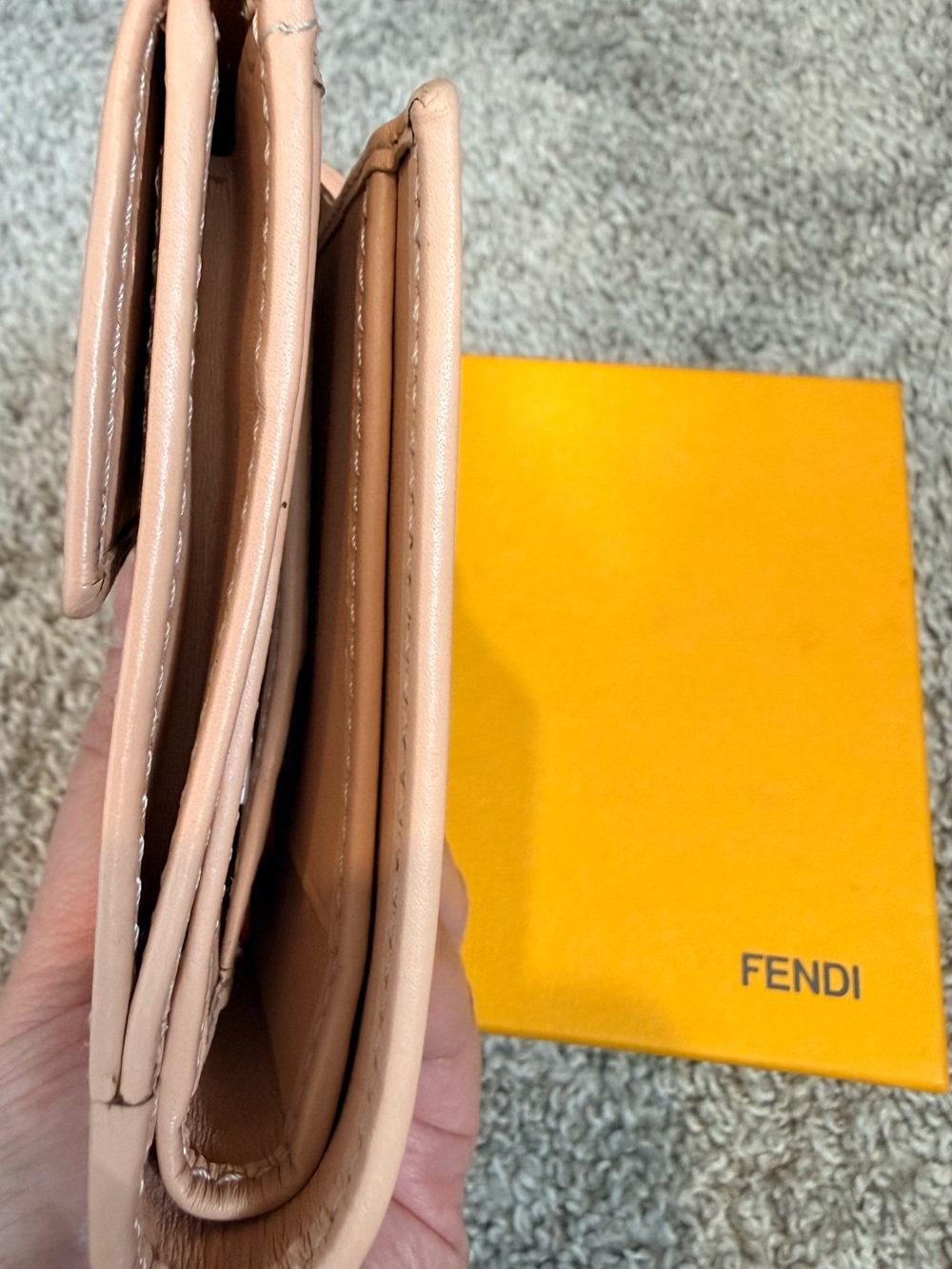 Fendi Brown FF Logo Wallet with Blush Trim - Picture 10 of 11